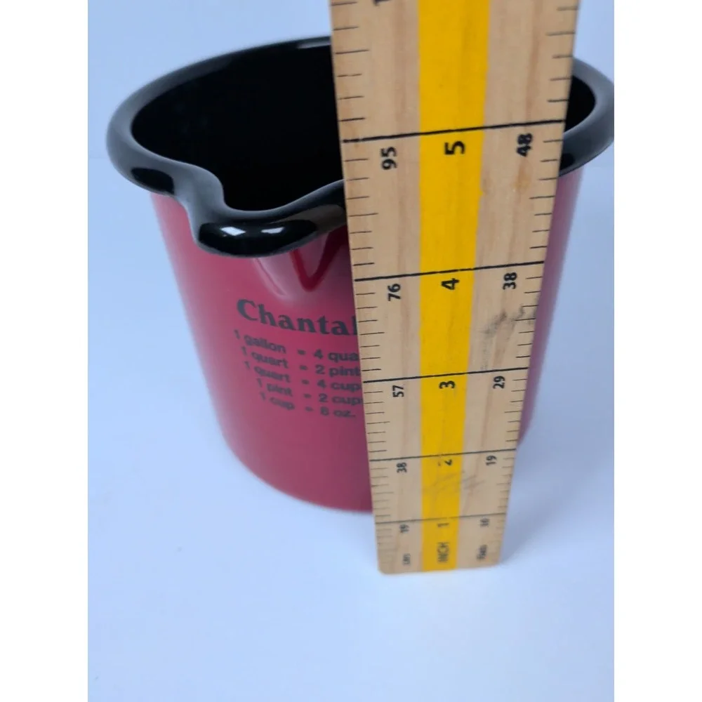 Chantal Red Enamel Metal Measuring Cup Mug w/ Handle Conversion Chart Austria